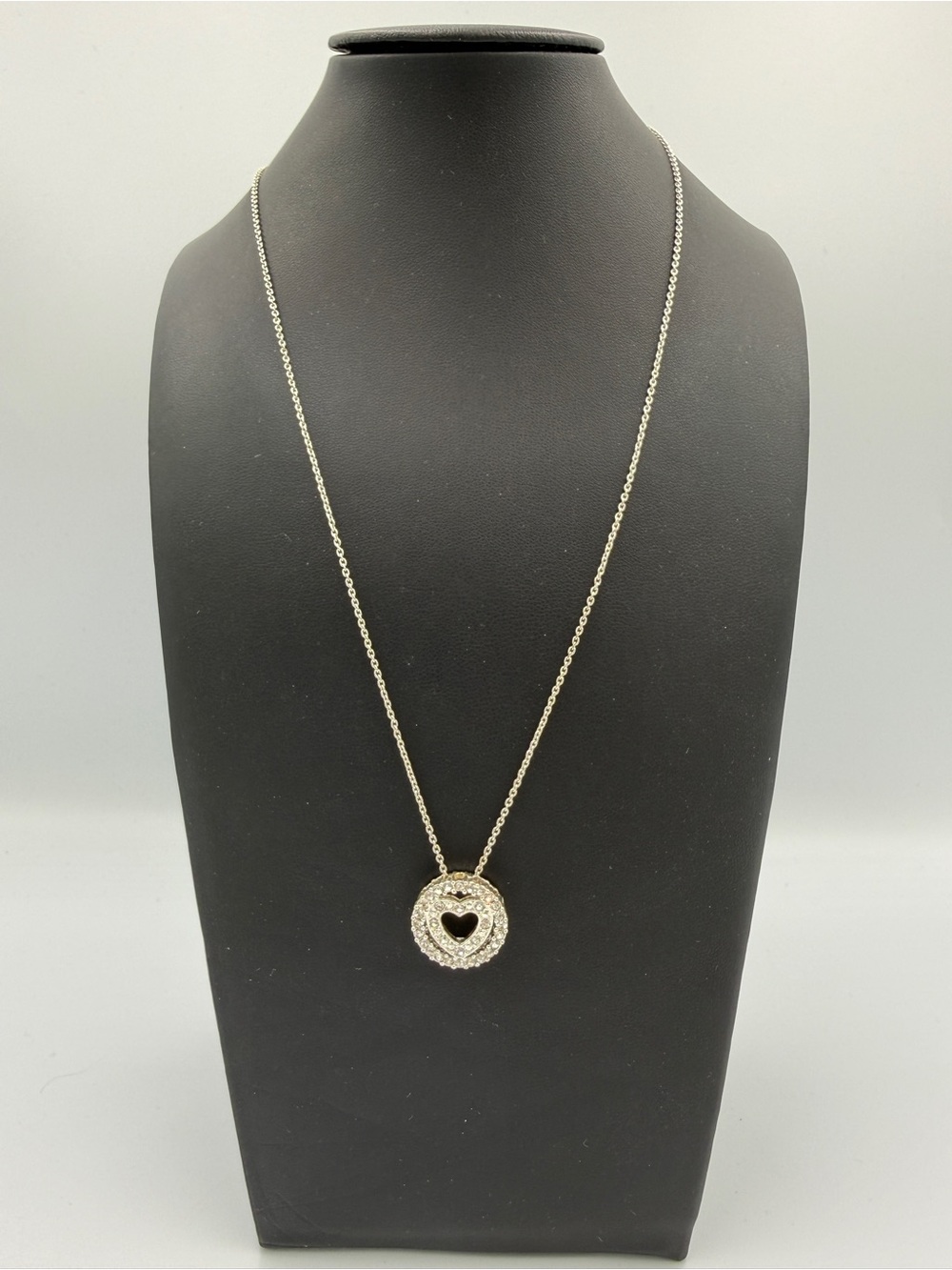 Silver Heart Halo Pendant Necklace with Sparkle